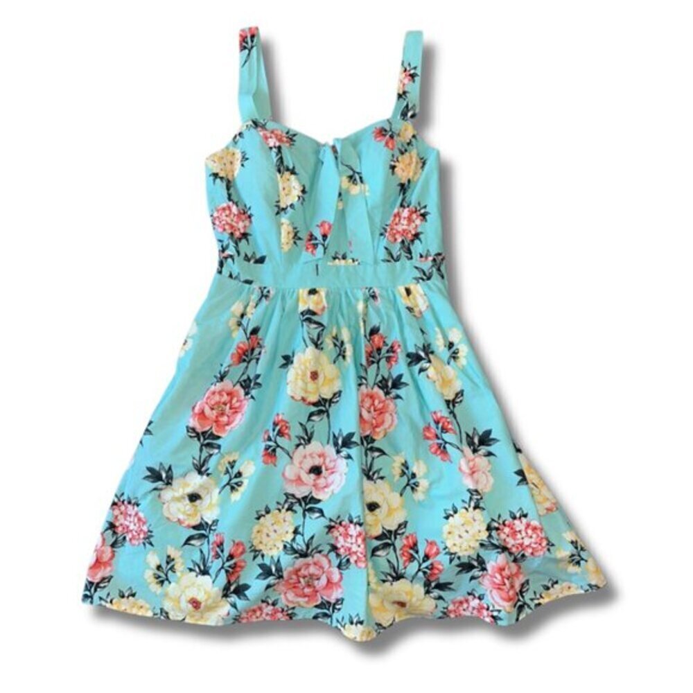 CRYSTAL DOLL DRESS Small Women's Mint Blue Floral Sweetheart Flowy Tull Sundress